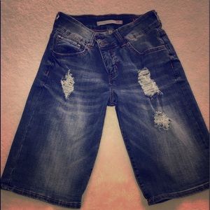 Long blue jean shorts